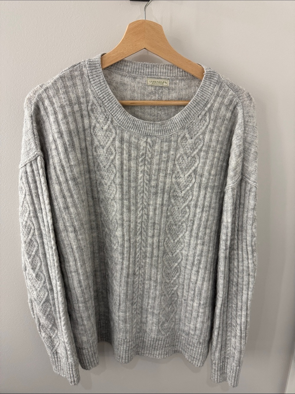 Light Gray Cable Knit Men's Sweater